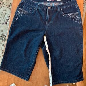 Style & Co. Dark Blue Straight-Leg Jeans with Rhinestone Accents